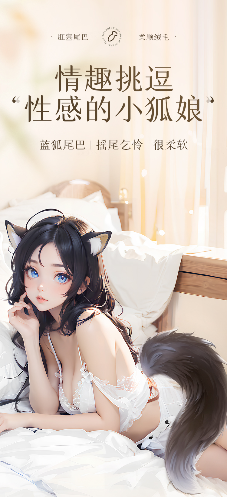 谜姬遥控震动狐尾巴后庭肛塞